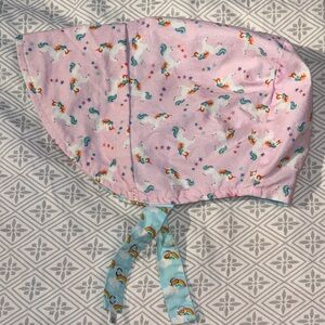 Urban baby bonnet reversible organic cotton bonnet in rainbow unicorns. UB2
